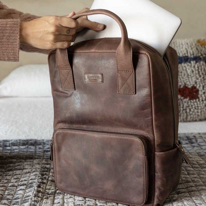 Mochila piel hombre Hunter Color Marrón