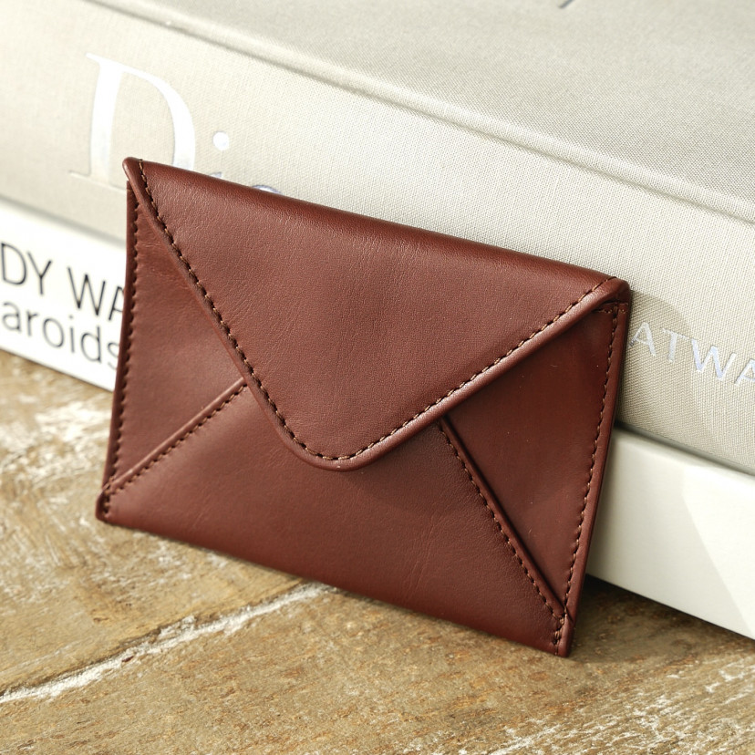 Envelop Leather Card Holder Color Brown