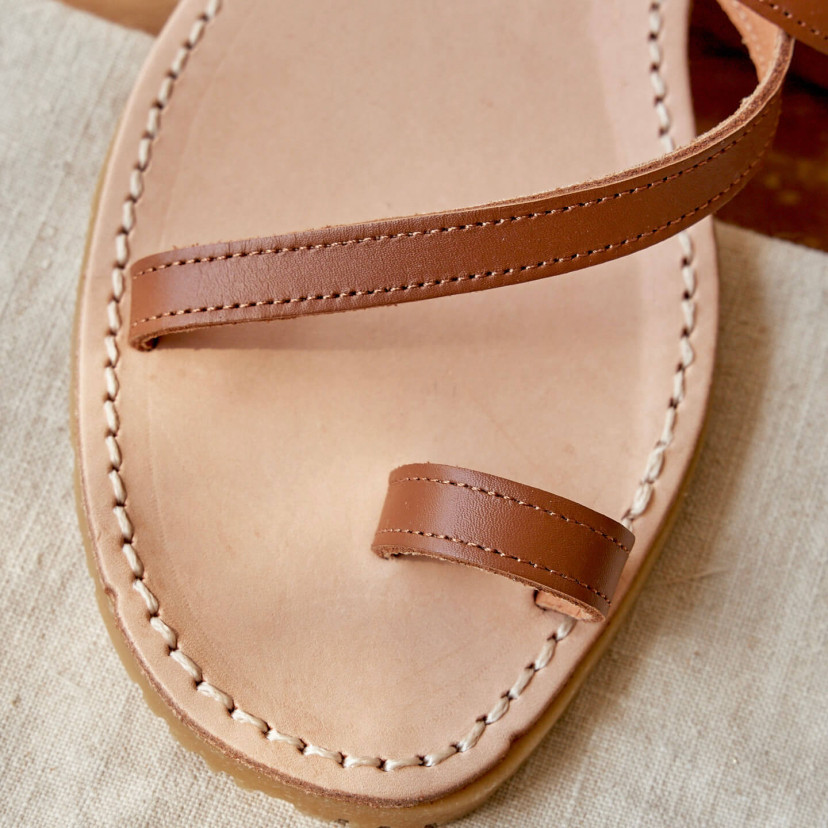 Sandalo In Pelle Strisce Milos
